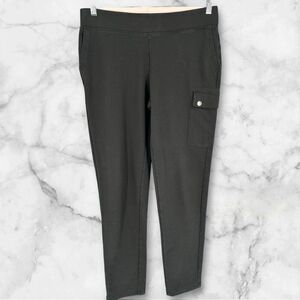 Lauren Ralph Lauren Women's Flat Front Pull-On Mid-Rise Cargo Pants Black Medium